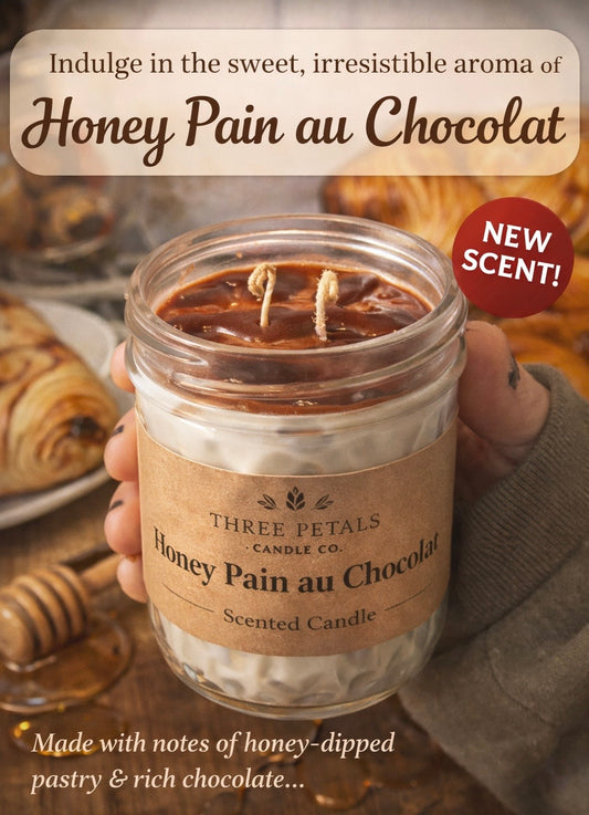 Honey Pain au Chocolat available in half pint for $15 or pint size mason jars for $28. These come with a plantable seat paper to reuse the mason jars.