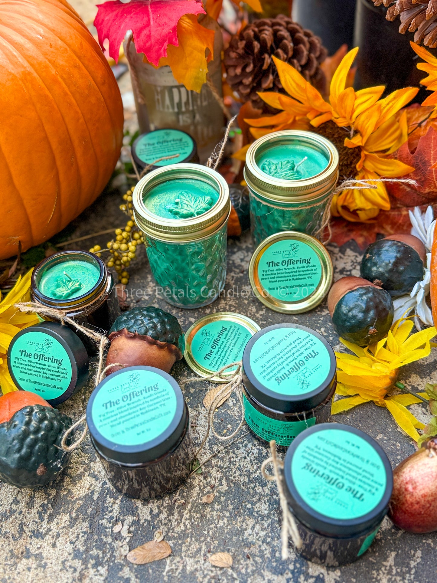 The Offering – Green Leaf Coconut Soy Candle with Plantable Seed Heart