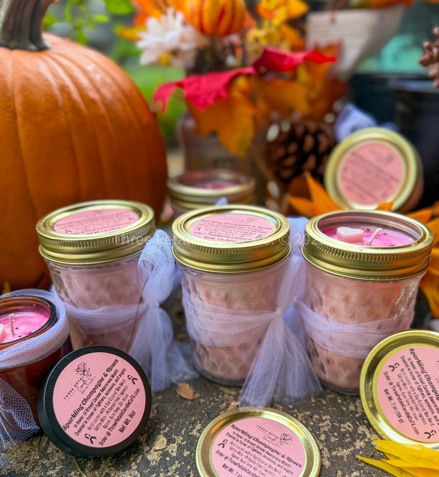 Sparkling Champagne & Roses – Breast Cancer Awareness Candle $2 from each candle sold will be donated to komen.org