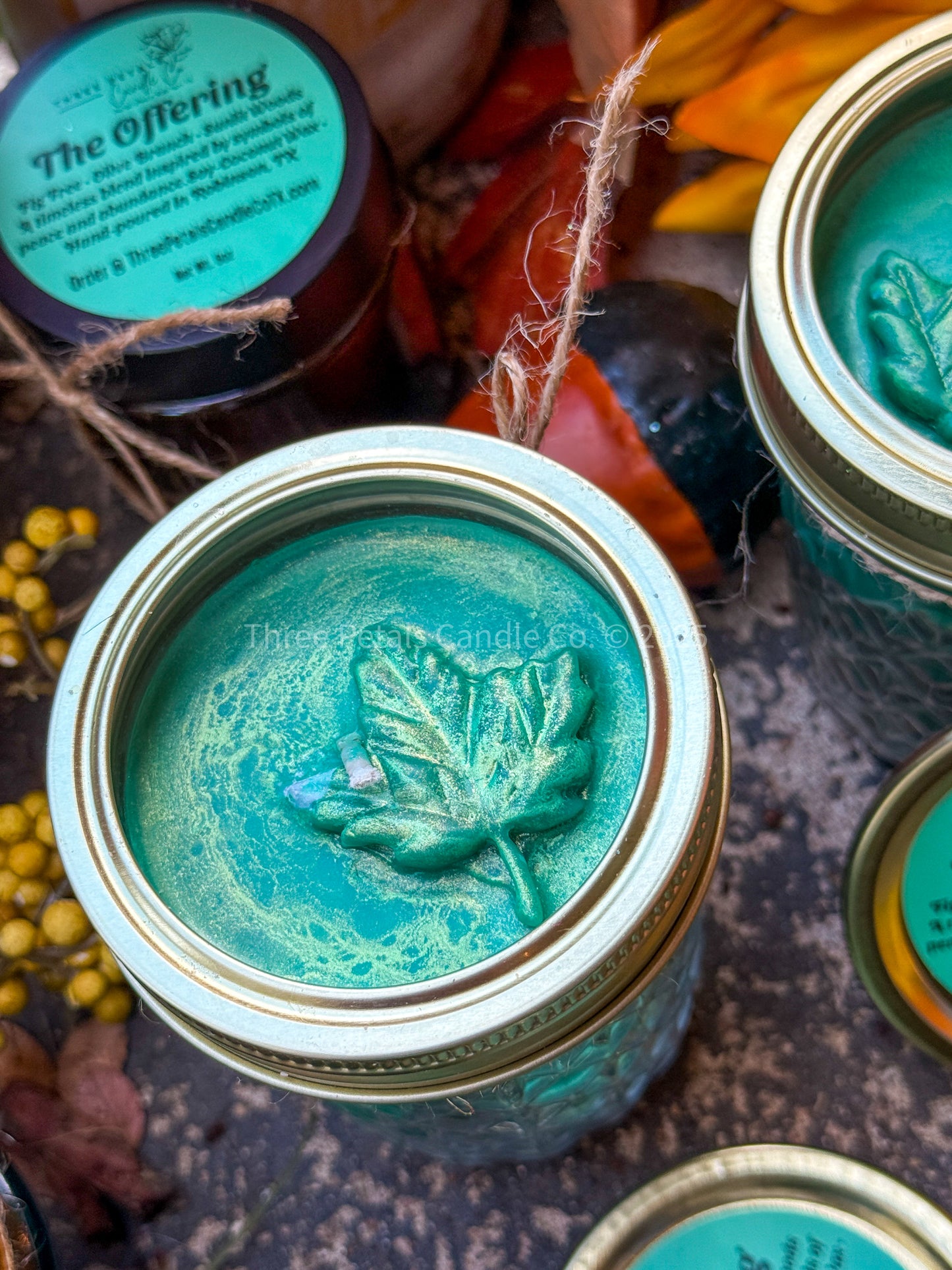 The Offering – Green Leaf Coconut Soy Candle with Plantable Seed Heart