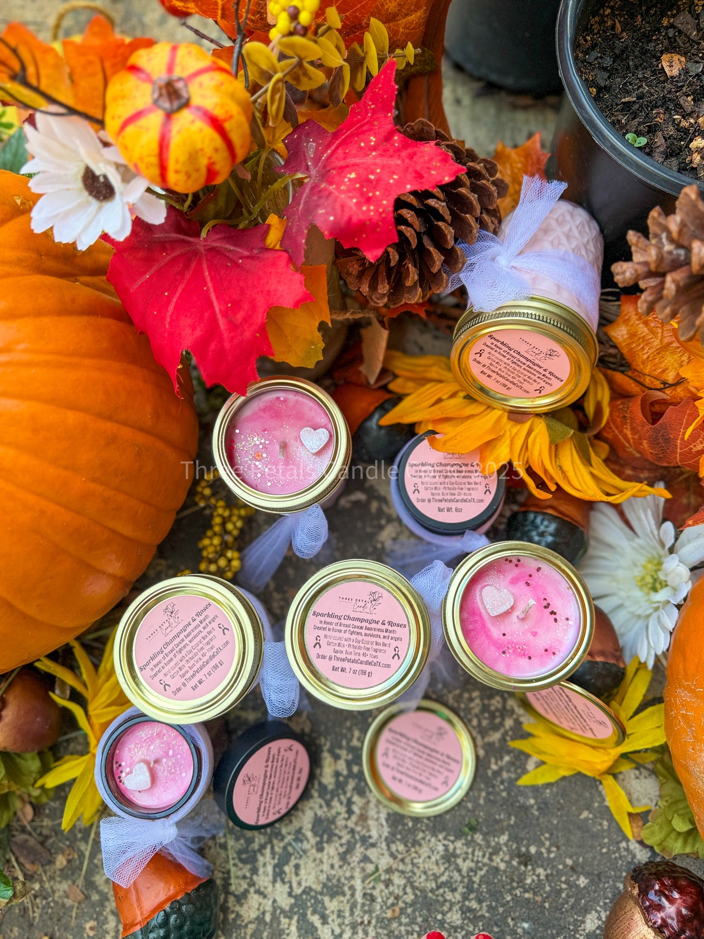 Sparkling Champagne & Roses – Breast Cancer Awareness Candle $2 from each candle sold will be donated to komen.org