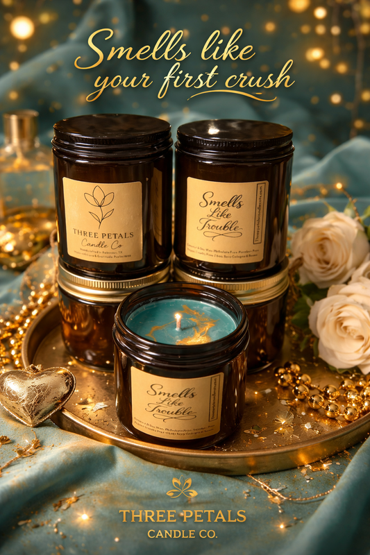 Smells Like Trouble 8oz Amber Jar Candle