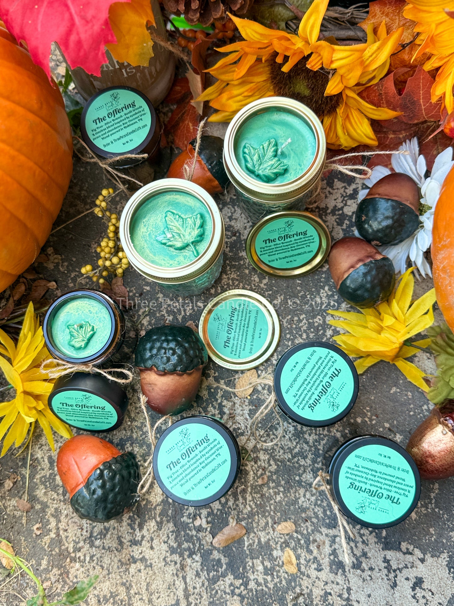 The Offering – Green Leaf Coconut Soy Candle with Plantable Seed Heart