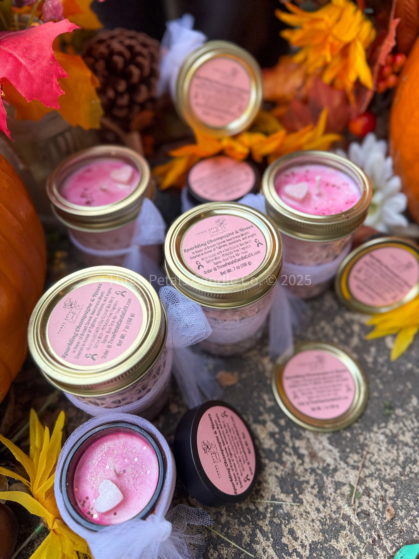 Sparkling Champagne & Roses – Breast Cancer Awareness Candle $2 from each candle sold will be donated to komen.org