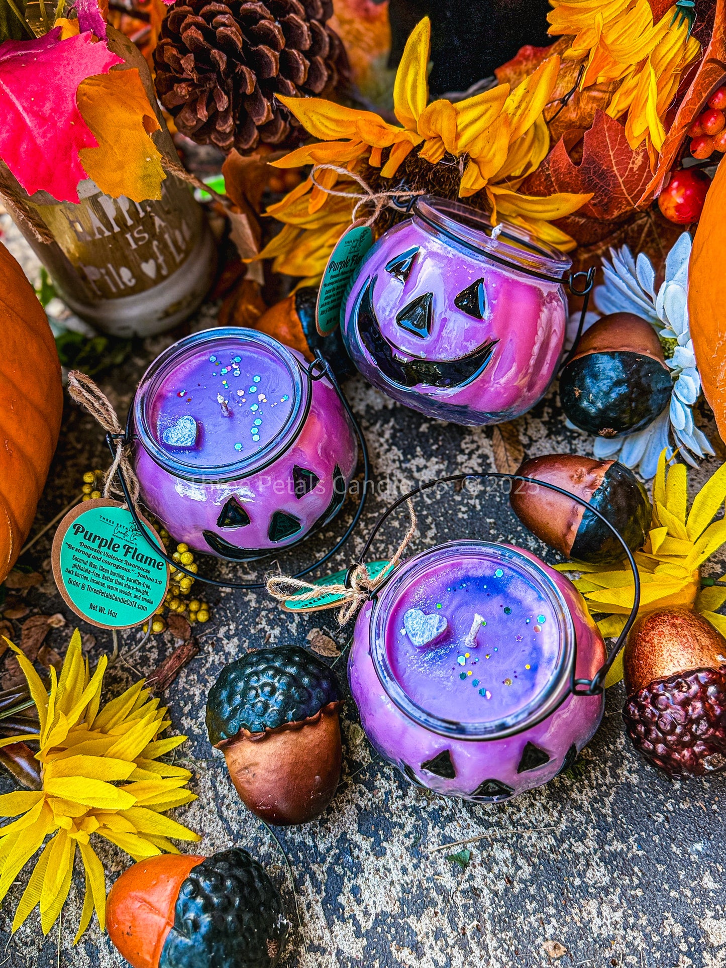 Purple Flame – Domestic Violence Awareness Candle (14 oz Coconut Soy) $10 of each candle sold will go to https://www.familyabusecenter.org/donate/