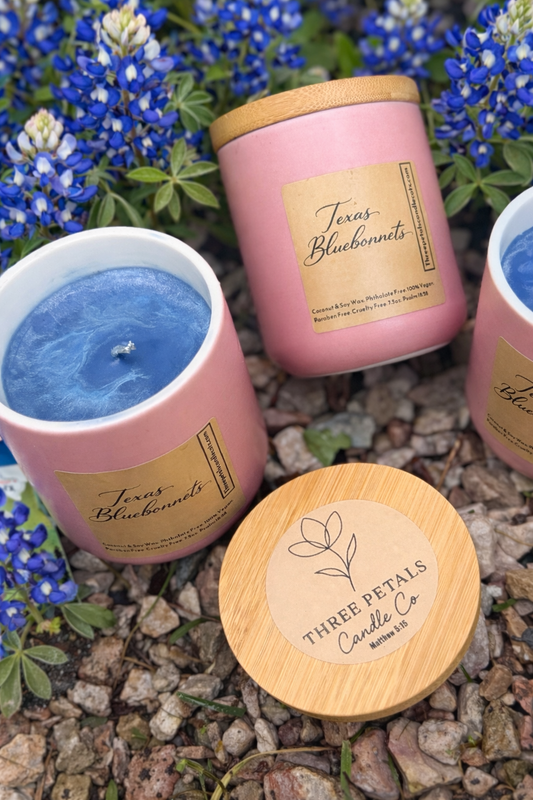 Texas Bluebonnets in Ceramic Vessel Luxe Coconut Soy wax