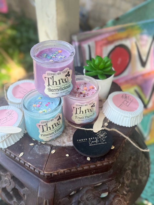 Three™ Scoopable Wax “Yogurt” – Passion Flower | Berrylicious | Fruit Punch (5oz)